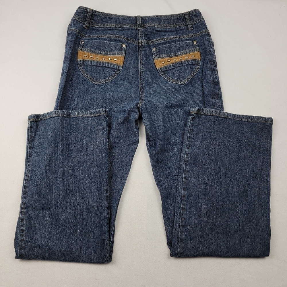 Conrad C Collection strech faux suede pocket detail bootcut denim jeans